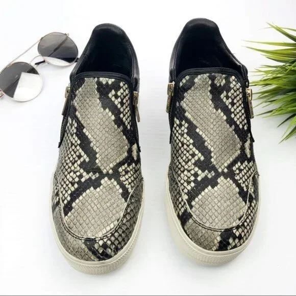 Ash Jordy black and gray Snake-Print leather platform Sneakers 6.5 - Picture 3 of 9